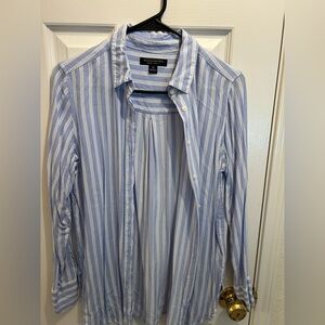 Banana Republic Light Blue and White Striped Tunic